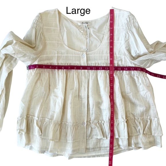 Ruffle Hem Peasant Blouse in Ecru - Picture 14 of 16